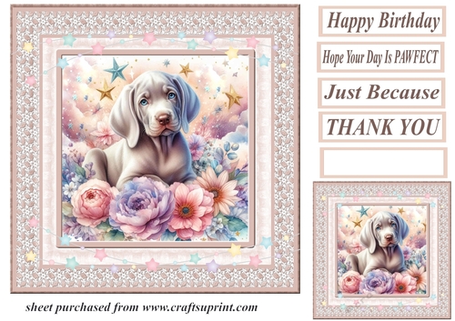 Peach floral dreamy pup card front 7