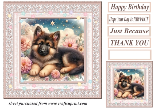 Peach floral dreamy pup card front 9