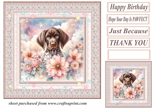 Peach floral dreamy pup card front 10
