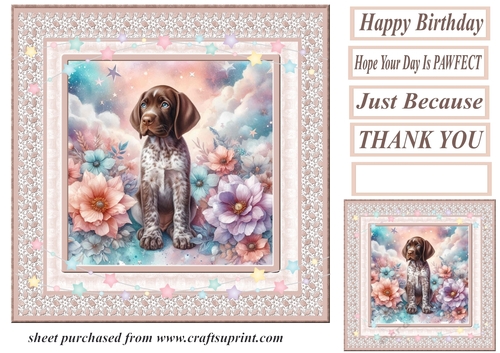 Peach floral dreamy pup card front 11