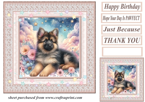 Peach floral dreamy pup card front 12