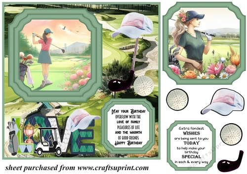 Female golfer card front