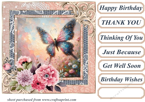 Painted floral butterfly card front 5