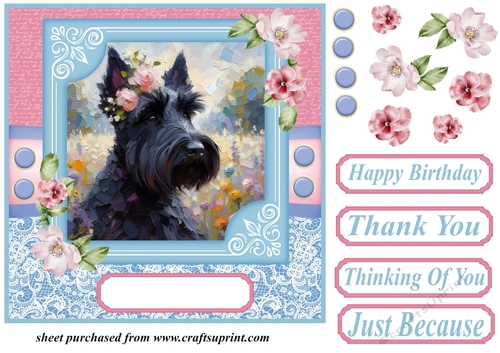 Painted Scottish terrier card front 1