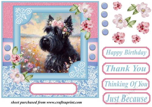 Painted Scottish terrier card front 3