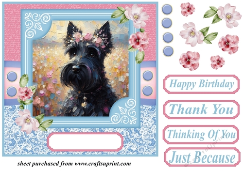 Painted Scottish terrier card front 4