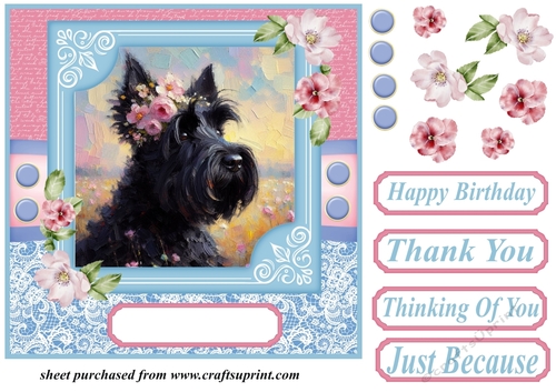 Painted Scottish terrier card front 5