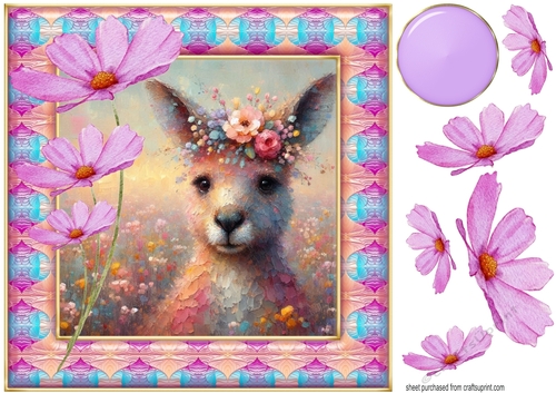 Painted floral kangaroo card front 1