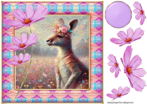 Painted floral kangaroo card front 2