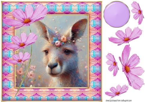 Painted floral kangaroo card front 3