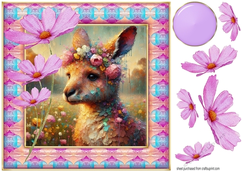 Painted floral kangaroo card front 4