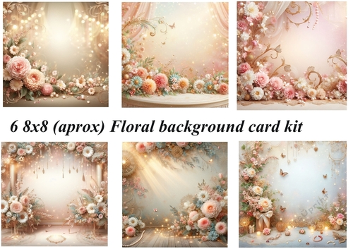 6 8x8 (aprox) Floral backgrounds kit