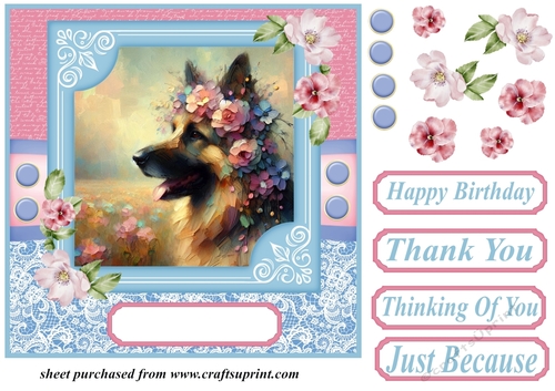 Painted German Shepherd card front 4