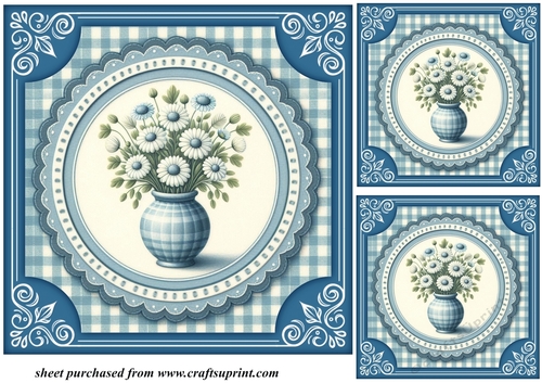 3 Blue daisy card fronts/toppers 2