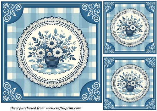 3 Blue daisy card fronts/toppers 3