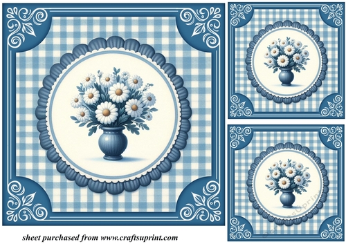 3 Blue daisy card fronts/toppers 4