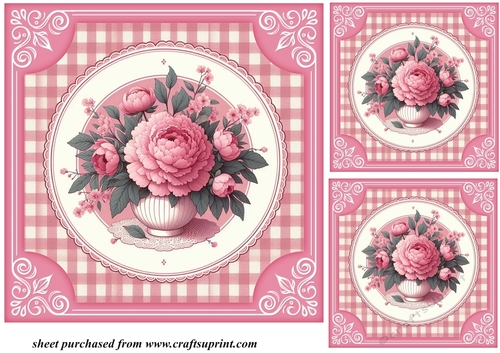 3 Pink peonies card front/toppers 1