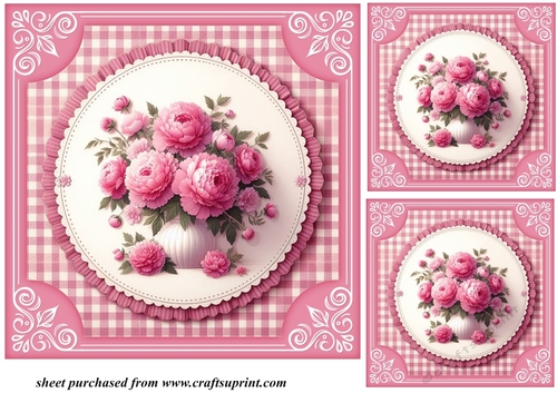 3 Pink peonies card front/toppers 3