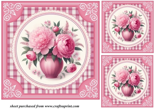 3 Pink peonies card front/toppers 5