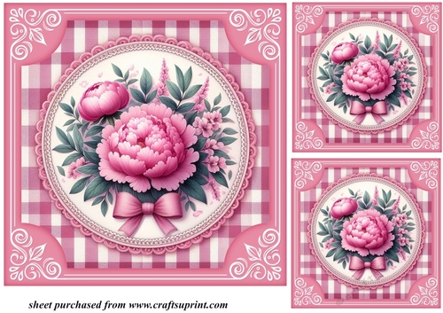 3 Pink peonies card front/toppers 7