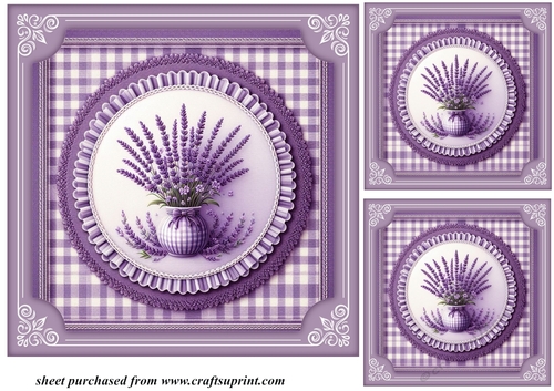 3 Lavender card fronts/toppers 2