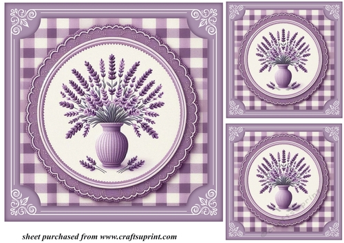 3 Lavender card fronts/toppers 8