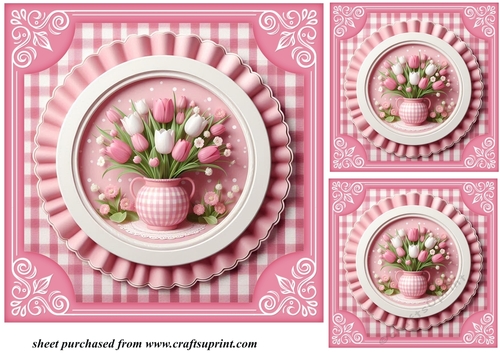 3 Pink tulips card front/toppers 4