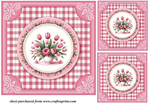 3 Pink tulips card front/toppers 7