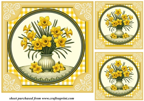 3 Yellow daffodil card fronts/toppers 1