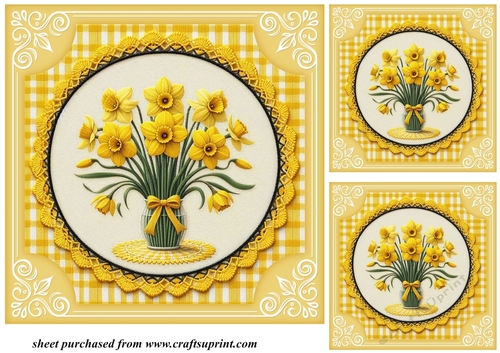 3 Yellow daffodil card fronts/toppers 2