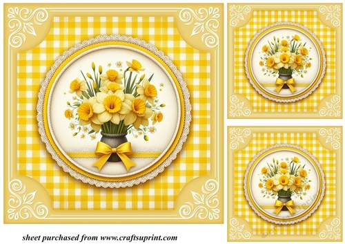 3 Yellow daffodil card fronts/toppers 3
