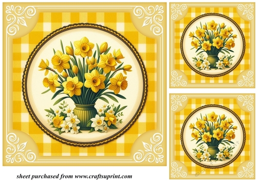 3 Yellow daffodil card fronts/toppers 4