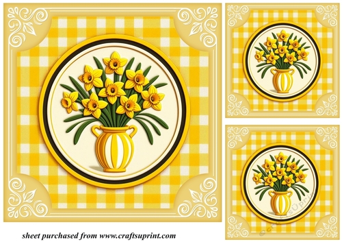3 Yellow daffodil card fronts/toppers 5