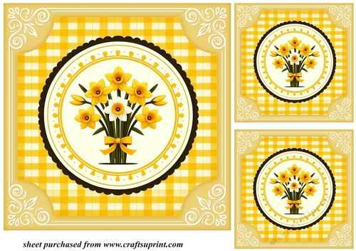 3 Yellow daffodil card fronts/toppers 7