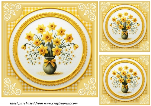 3 Yellow daffodil card fronts/toppers 8
