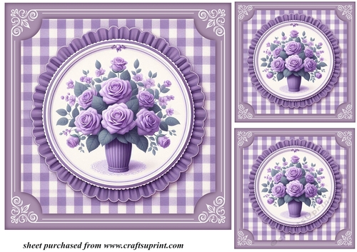 3 Lilac rose card front/toppers 1