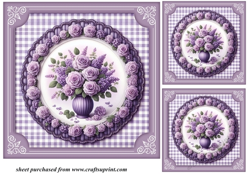 3 Lilac rose card front/toppers 2