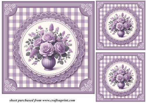 3 Lilac rose card front/toppers 3