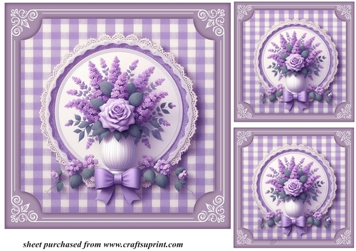 3 Lilac rose card front/toppers 5
