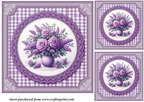 3 Lilac rose card front/toppers 6