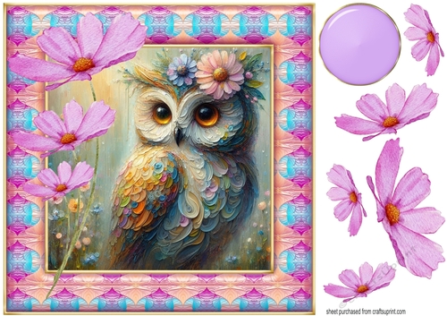 Painted owl card front 3