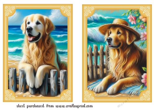2 Beach Golden Retriever card fronts 2