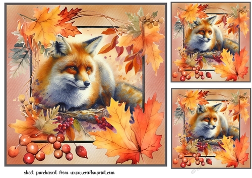 3 Autumn framed fox card front/toppers 4
