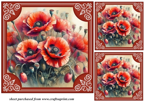 3 Framed poppy card fronts/toppers 1