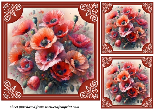3 Framed poppy card fronts/toppers 2