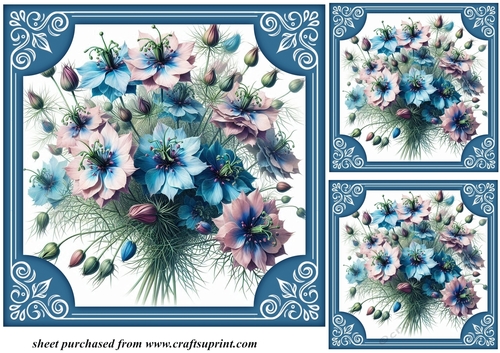 3 framed Love in the mist card fronts/toppers 1