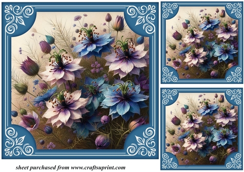 3 framed Love in the mist card fronts/toppers 2