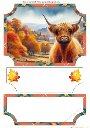 Autumn Highland cow easel topper and layered stopper(no base included) 1