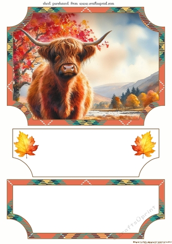 Autumn Highland cow easel topper and layered stopper(no base included) 2