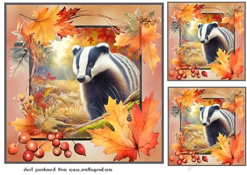 3 Autumn badger card fronts/toppers 1